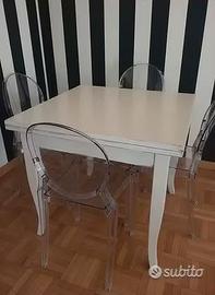 Tavolo bianco quadrato allungabile 40 x40