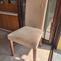 6 sedie in velluto e legno 