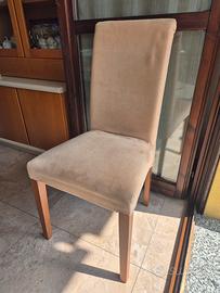 6 sedie in velluto e legno 