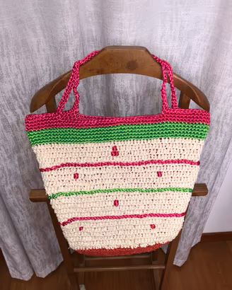 Borsa crochet fatta a mano uncinetto in rafia
