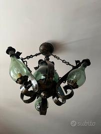 Lampadario in ferro battuto Longobard