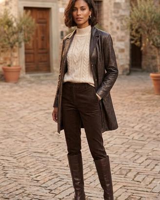 Giacca vintage in pelle marrone scuro. Tg. 44