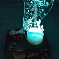 Lampada 3d chitarra multicolore