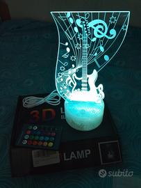 Lampada 3d chitarra multicolore