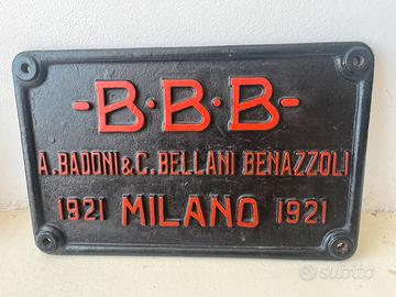 1921, Targa ind.le, B.B.B. A. Badoni & C. Bellani