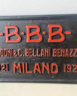 1921, Targa ind.le, B.B.B. A. Badoni & C. Bellani