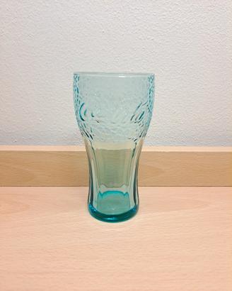 Bicchiere Coca Cola azzurro in vetro