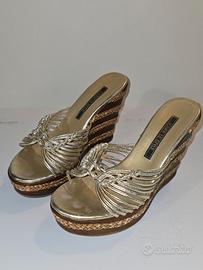 Sandali zeppa Jouer Le Style oro dorati sabot n. 3