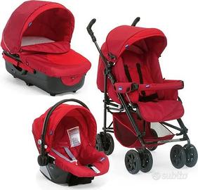 passeggino chicco rosso trio completo 