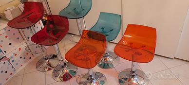 N.6 SGABELLI IN RESINA TRASPARENTE COLORATA