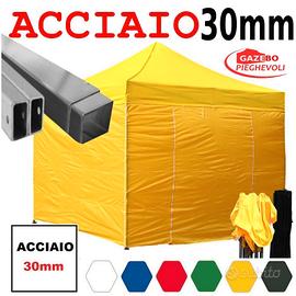 Gazebo 3x3 pieghevole giallo mercatini mercato box