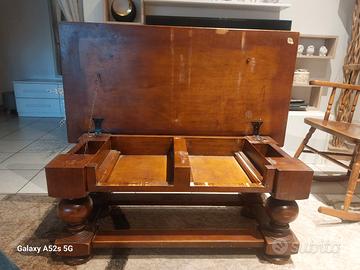 Tavolino con secretaire in legno massiccio