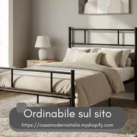 Letto singolo 90x200 in acciaio con doghe nero