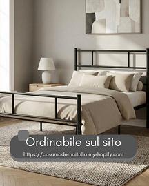 Letto singolo 90x200 in acciaio con doghe nero