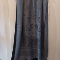 Sciarpa misto cotone e viscosa grigia nera 70x195