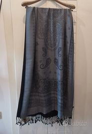 Sciarpa misto cotone e viscosa grigia nera 70x195