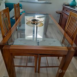 tavolo due metri in noce e cristallo €500