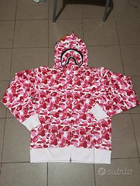 Felpa bape squalo con zip shark rosa