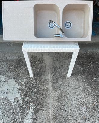 Lavabo cucina due vasche completo di accessori