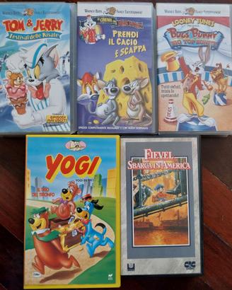 Lotto 5 videocassette vhs cartoni WARNER bambini