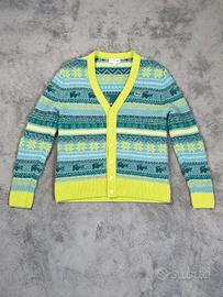 Cardigan Lacoste Fair Isle Verde Taglia L