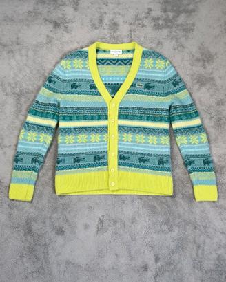 Cardigan Lacoste Fair Isle Verde Taglia L