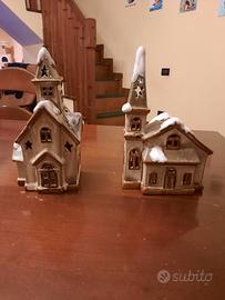 coppia portacandela casette innevate