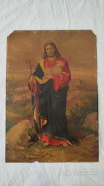 Stampa antica Cristo Buon Pastore 51 x36 cm