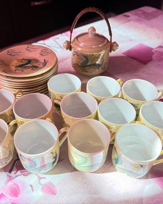 servizio da tè giapponese vintage Dragonware