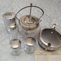 Set da tavola in vetro e metallo argentato