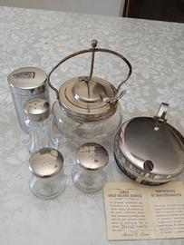 Set da tavola in vetro e metallo argentato