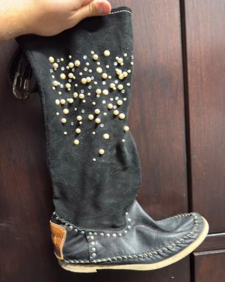 Stivali Hector Riccione neri con perle e strass