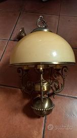 Lampadario Vintage anni '60/'70 in Ottone e Vetro