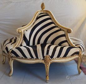 Rara poltrona barocco in pelle di zebra