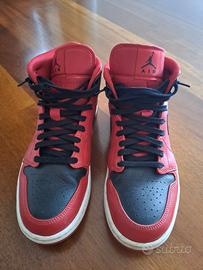 JORDAN 1 MID ROSSO/NERO