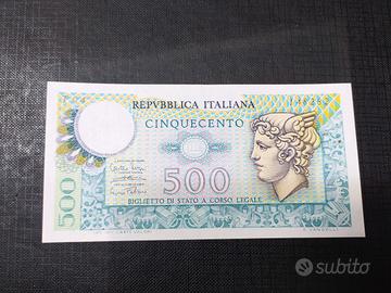 Banconota lire 500 MERCURIO fior di stampa