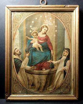 Quadro Beata Vergine Rosario Pompei vintage