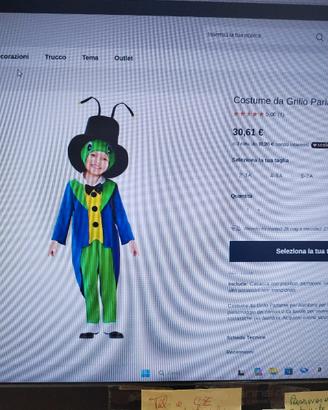 Costume grillo parlante per recita tema Pinocchio
