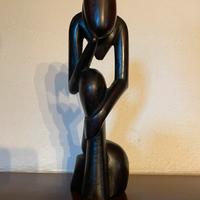 Statuetta Africana umana astratta in legno scuro
