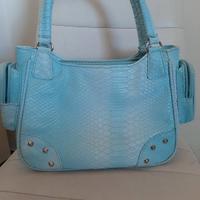 Borsa in pelle di Pitone celeste