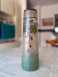 Vaso Poirier in vetro acidato e smaltato