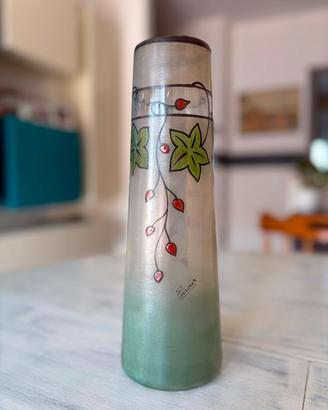 Vaso Poirier in vetro acidato e smaltato