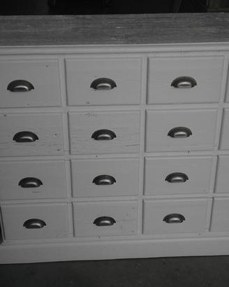 cassettiera in legno vecchio 10 cassetti laccata