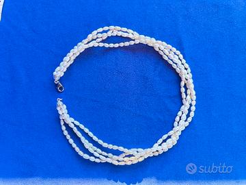 Colla 4 Fili Perle di Fiume e Argento 925 