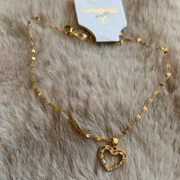 Collana dorata con cuore & strass