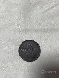 Moneta 10 Centesimi 1937 Repubblica di San Marino
