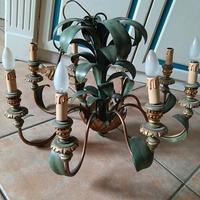 Lampadario in legno laccato anni 70 vintage