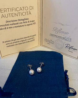 Orecchini con Perle d'Acqua Dolce 4 mm in argento
