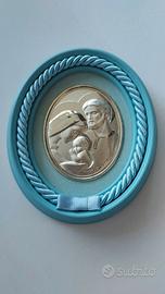 QUADRETTO BATTESIMO CULLA NEONATO ARGENTO