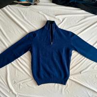 Maglione Pull Love con mezza zip, blu